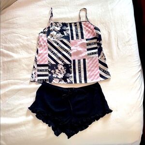 Victoria's Secret Pink and Black Pajama Set